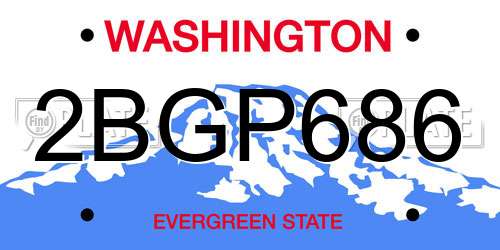 2BGP686 Washington License Plate