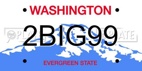 2BIG99 Washington License Plate