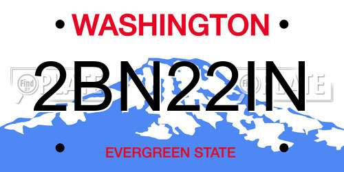 2BN22IN Washington License Plate