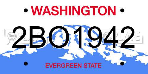 2BO1942 Washington License Plate