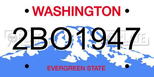 2BO1947 Washington License Plate