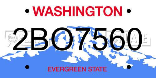 2BO7560 Washington License Plate