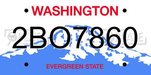 2BO7860 Washington License Plate