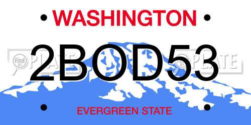 2BOD53 Washington License Plate