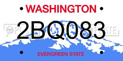 2BQ083 Washington License Plate