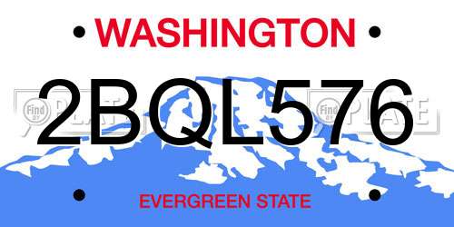 2BQL576 Washington License Plate