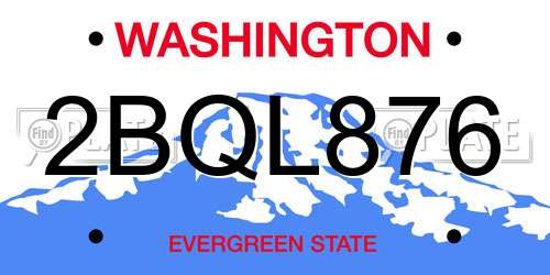 2BQL876 Washington License Plate