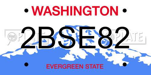 2BSE82 Washington License Plate