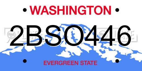 2BSO446 Washington License Plate