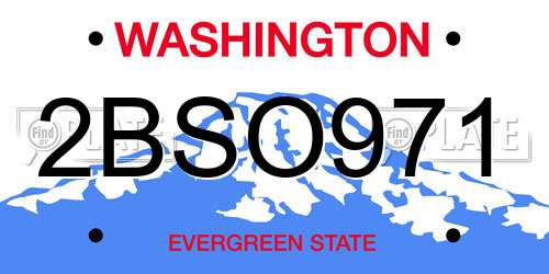 2BSO971 Washington License Plate