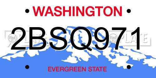 2BSQ971 Washington License Plate