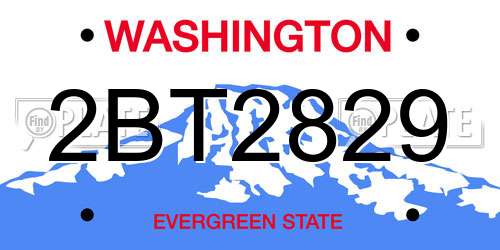 2BT2829 Washington License Plate