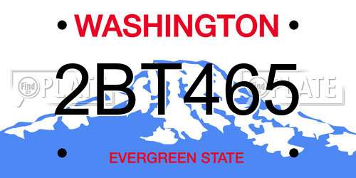 2BT465 Washington License Plate