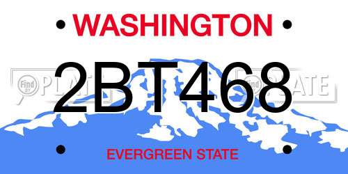 2BT468 Washington License Plate
