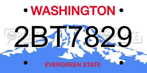 2BT7829 Washington License Plate