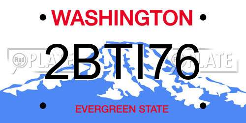 2BTI76 Washington License Plate