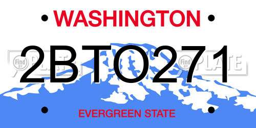 2BTO271 Washington License Plate