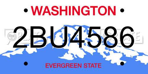 2BU4586 Washington License Plate