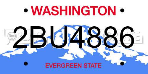 2BU4886 Washington License Plate