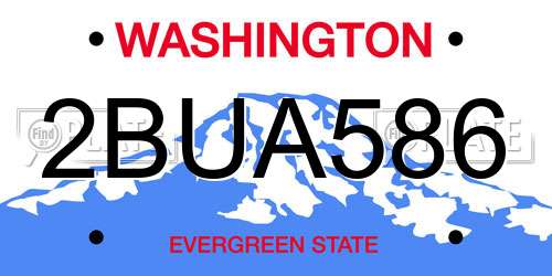 2BUA586 Washington License Plate