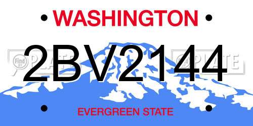 2BV2144 Washington License Plate