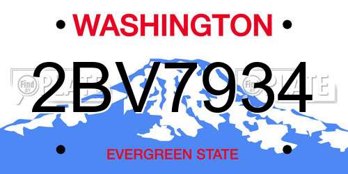 2BV7934 Washington License Plate