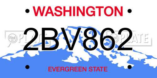 2BV862 Washington License Plate