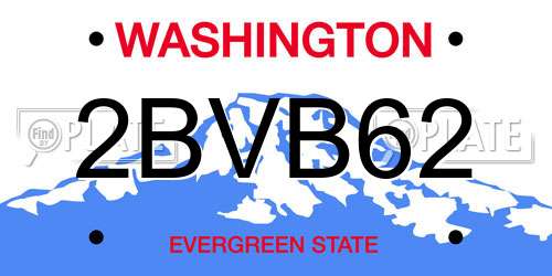 2BVB62 Washington License Plate