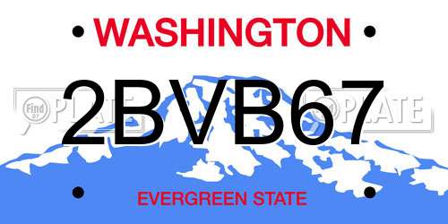 2BVB67 Washington License Plate