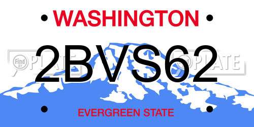 2BVS62 Washington License Plate