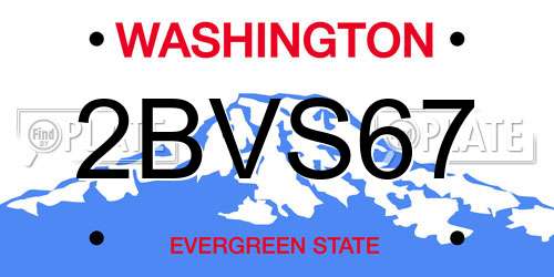 2BVS67 Washington License Plate