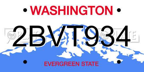 2BVT934 Washington License Plate