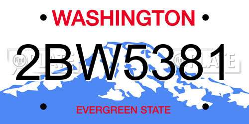 2BW5381 Washington License Plate