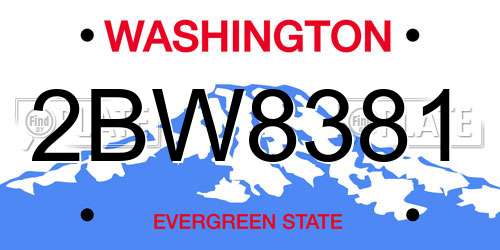 2BW8381 Washington License Plate