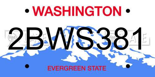 2BWS381 Washington License Plate
