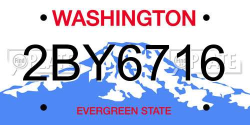 2BY6716 Washington License Plate