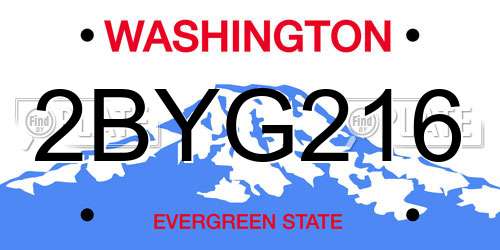 2BYG216 Washington License Plate