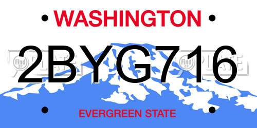 2BYG716 Washington License Plate
