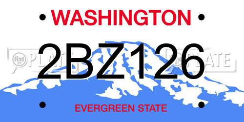 2BZ126 Washington License Plate