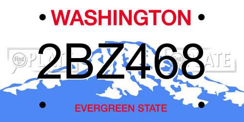 2BZ468 Washington License Plate