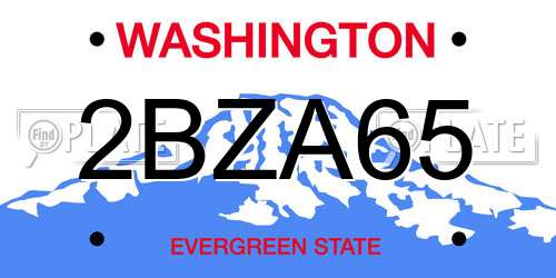 2BZA65 Washington License Plate