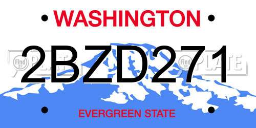 2BZD271 Washington License Plate