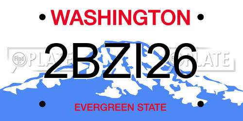 2BZI26 Washington License Plate