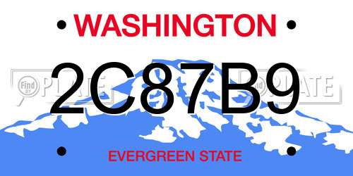 2C87B9 Washington License Plate