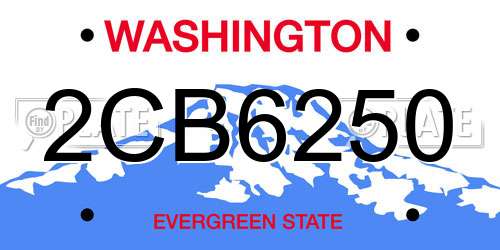 2CB6250 Washington License Plate