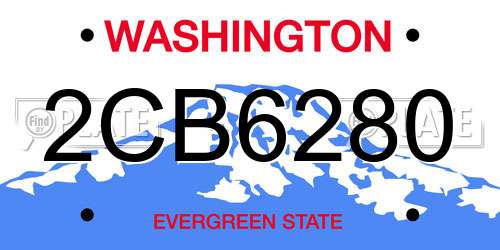2CB6280 Washington License Plate
