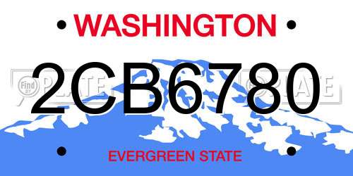 2CB6780 Washington License Plate