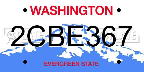 2CBE367 Washington License Plate