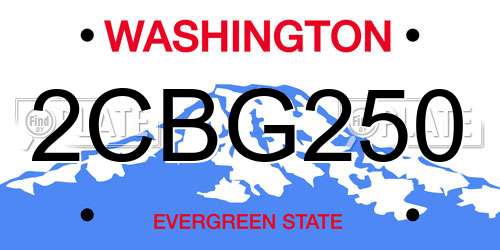2CBG250 Washington License Plate