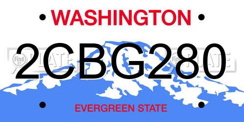 2CBG280 Washington License Plate